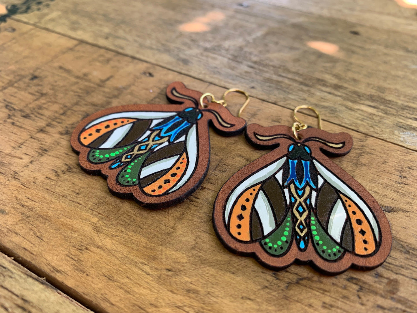 Butterfly Moth Mystical Leather Earrings