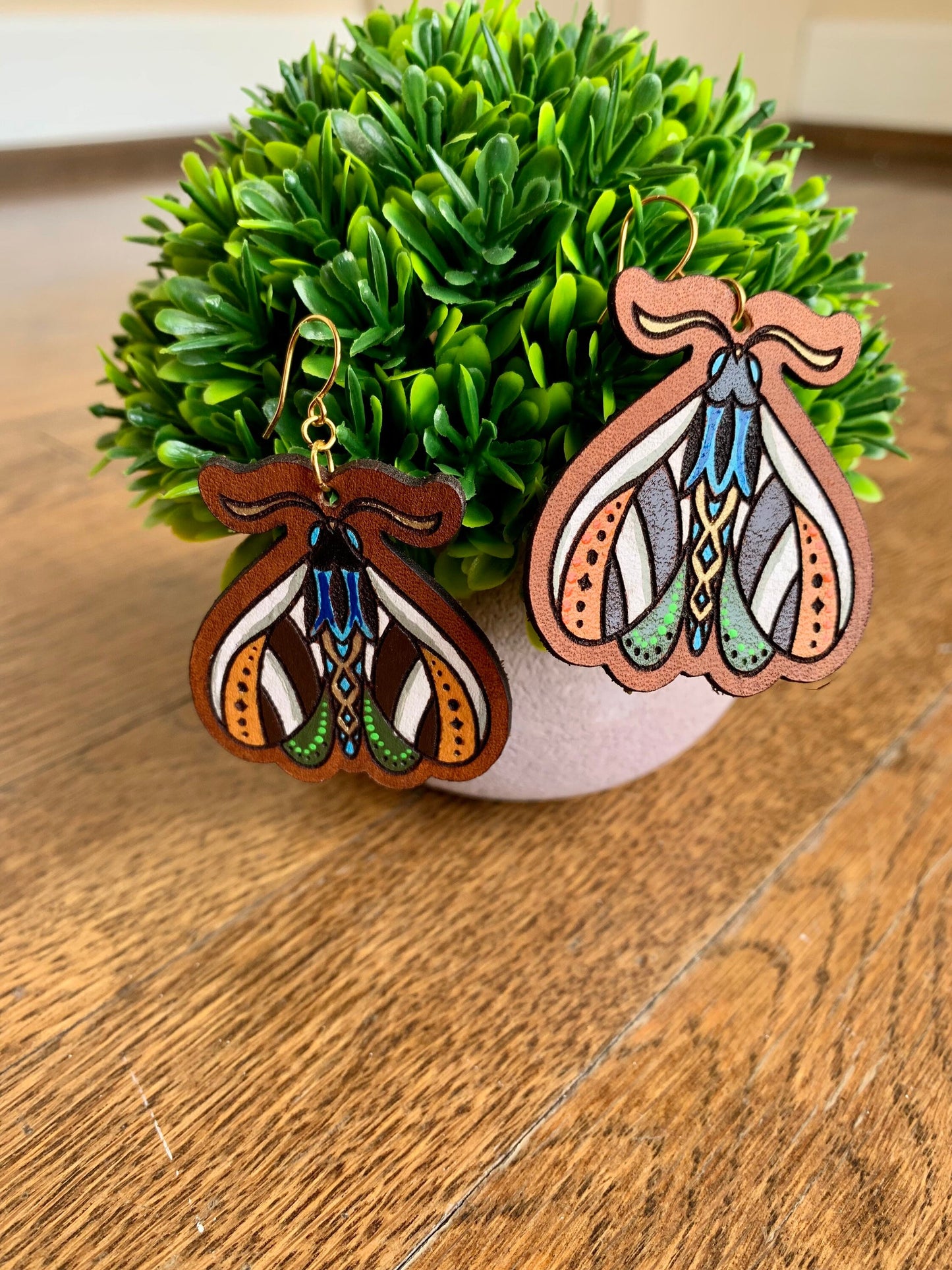 Butterfly Moth Mystical Leather Earrings