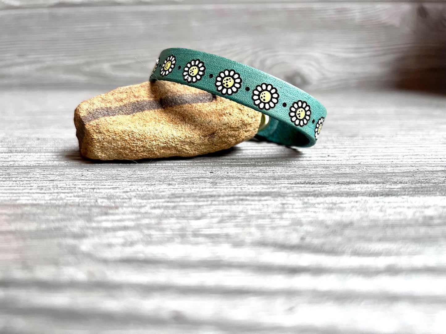 Petite Leather Daisy or Sunflower Bracelet