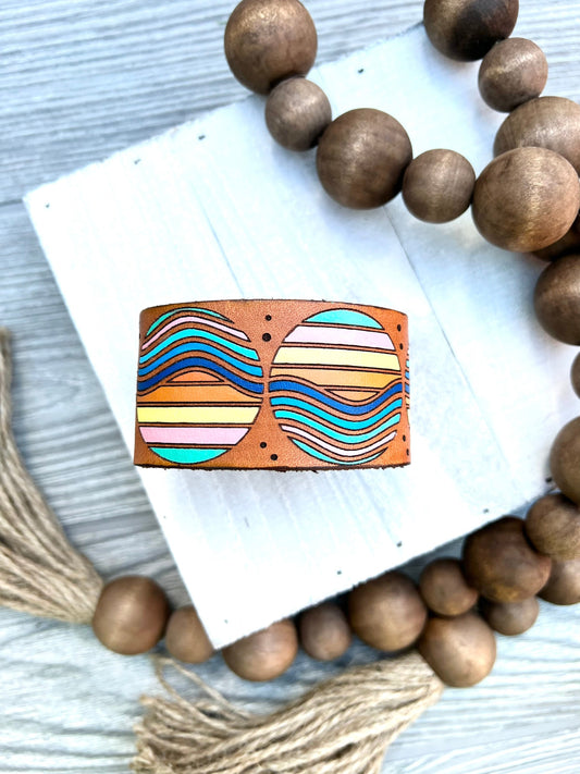Retro 70s 80s Beach Bohemian Style Leather Cuff