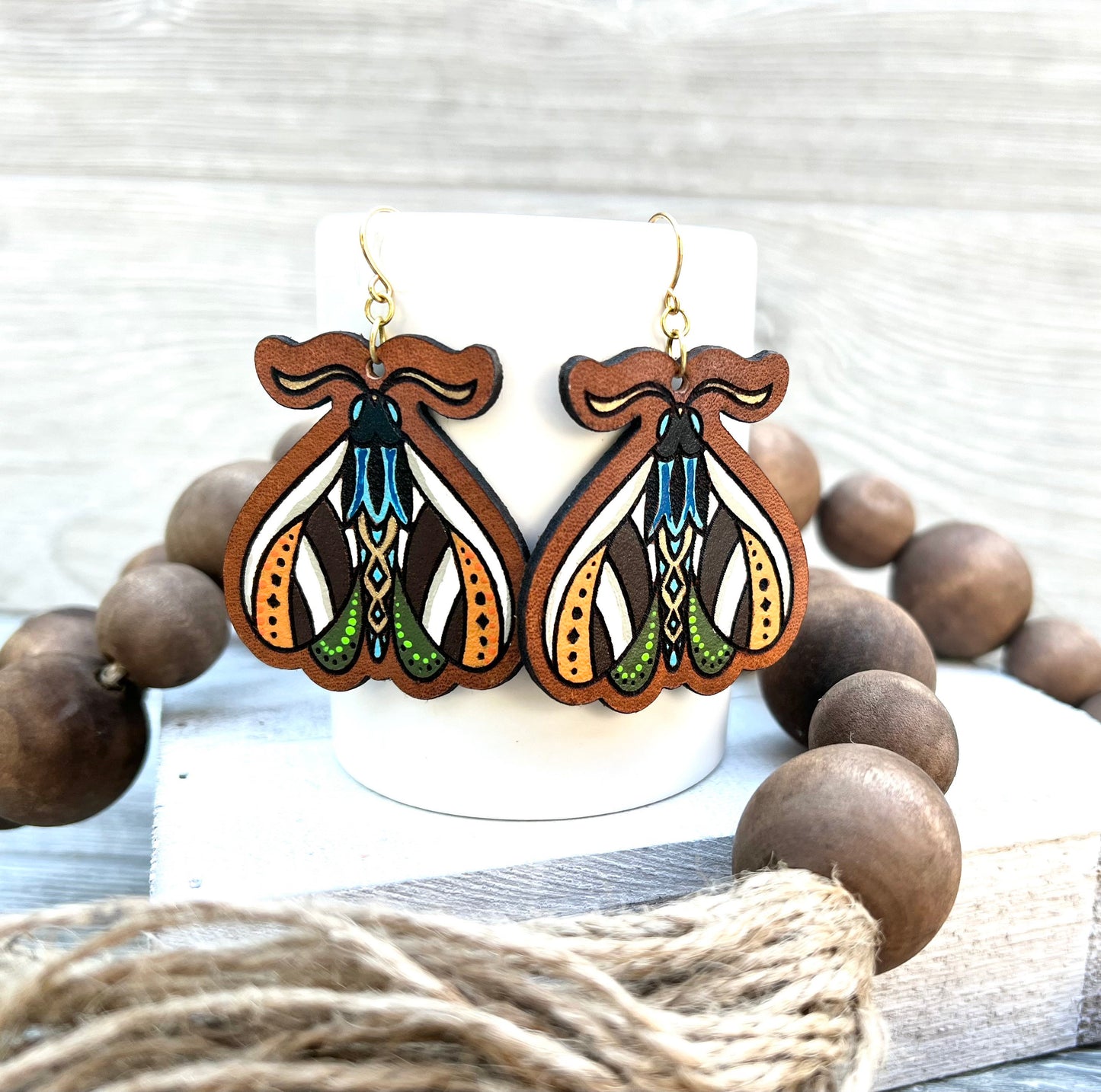 Butterfly Moth Mystical Leather Earrings