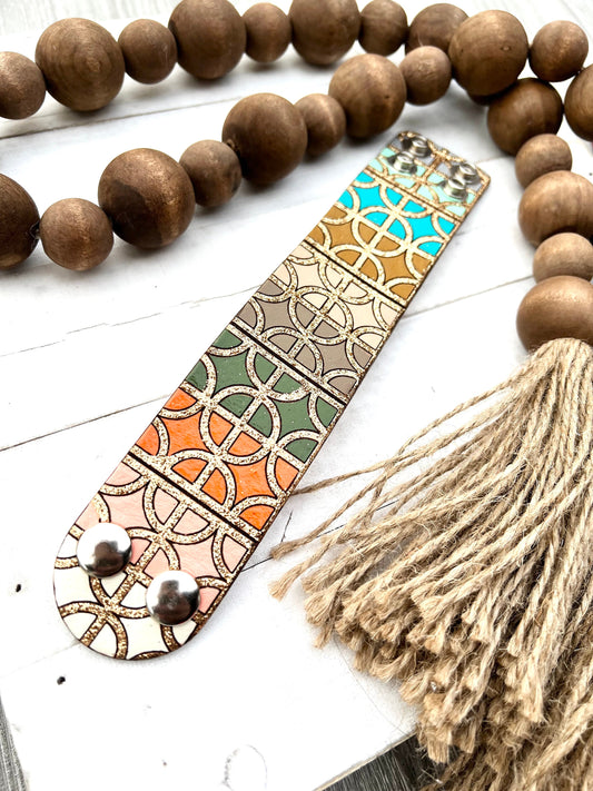 Classic Lattice Patterned Leather Cuff