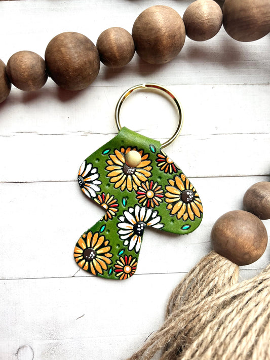 Mushroom-Shaped Floral Key Ring