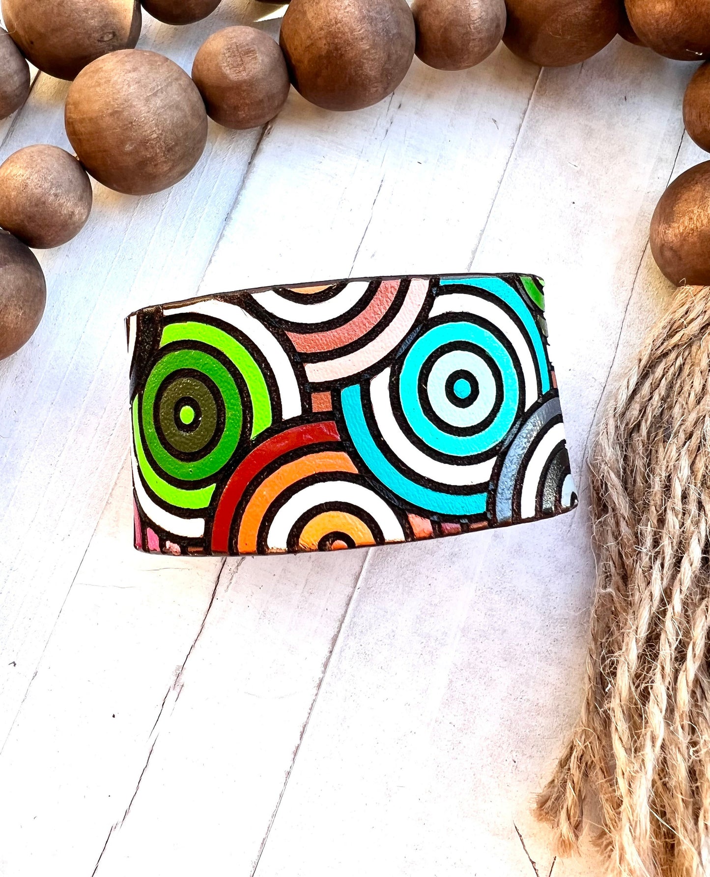 Geometric Bright Color Leather Cuff