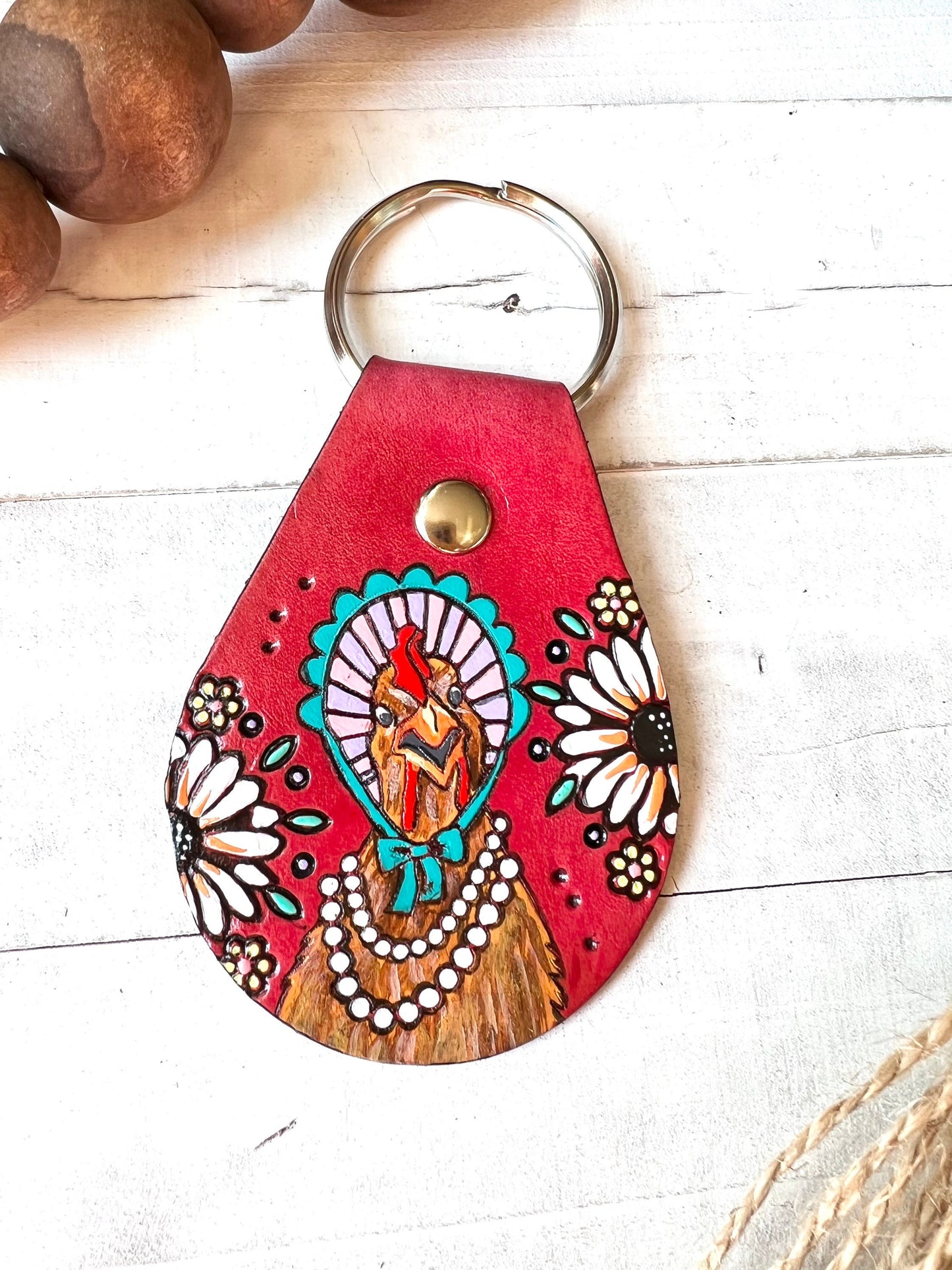 Sassy Chicken in Bonnet Key Ring