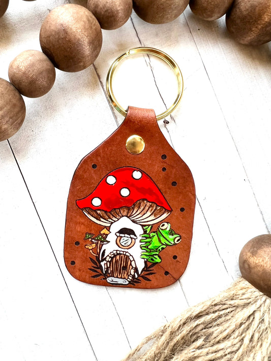Frog and Mushroom House Key Ring