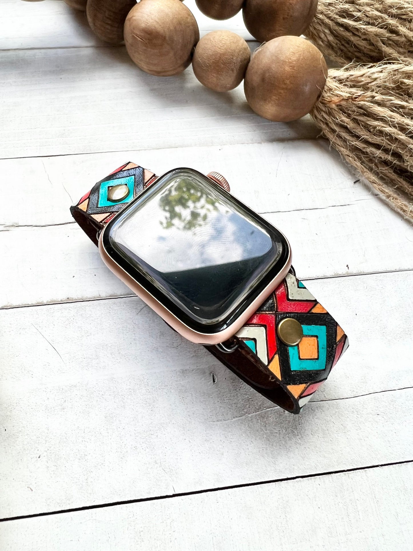 Aztec Bohemian Leather Smart Watch Band