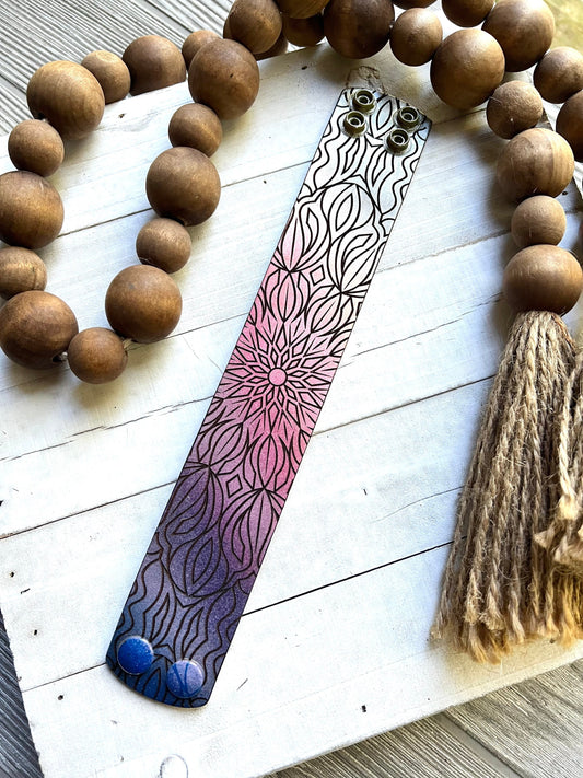 Mandala Multicolor Leather Cuff