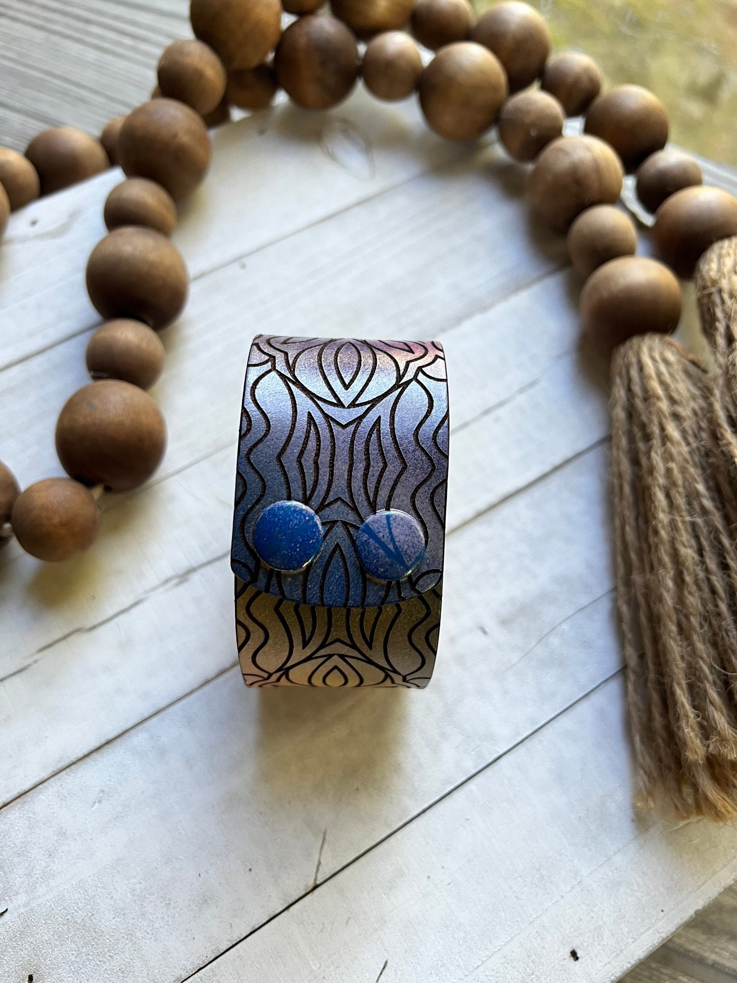 Mandala Multicolor Leather Cuff