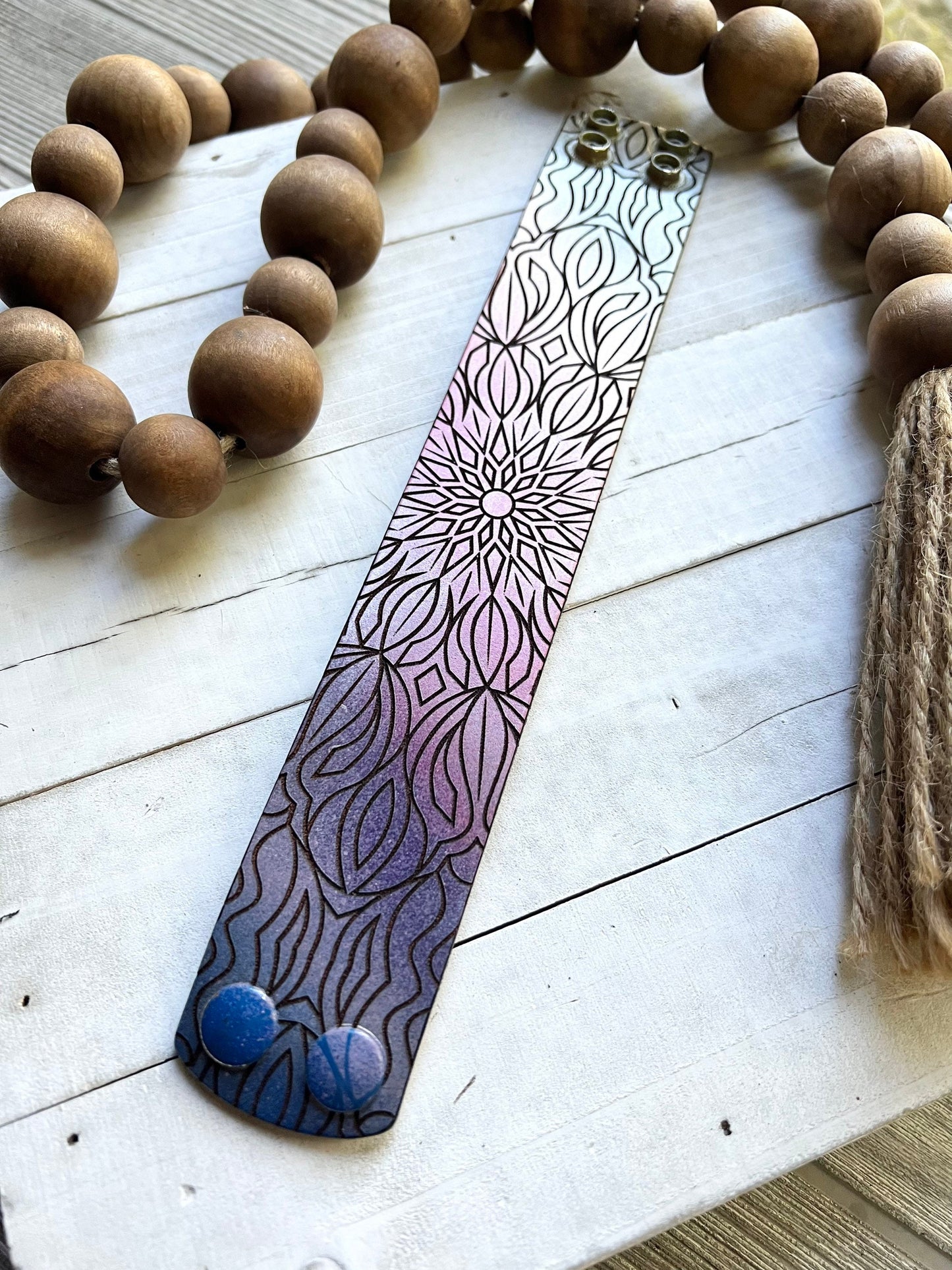Mandala Multicolor Leather Cuff