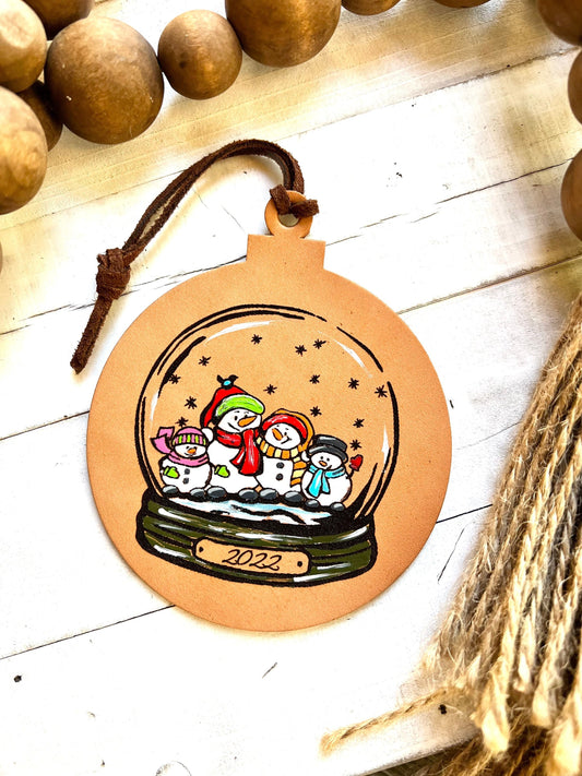 Leather Ornament Snowman Family