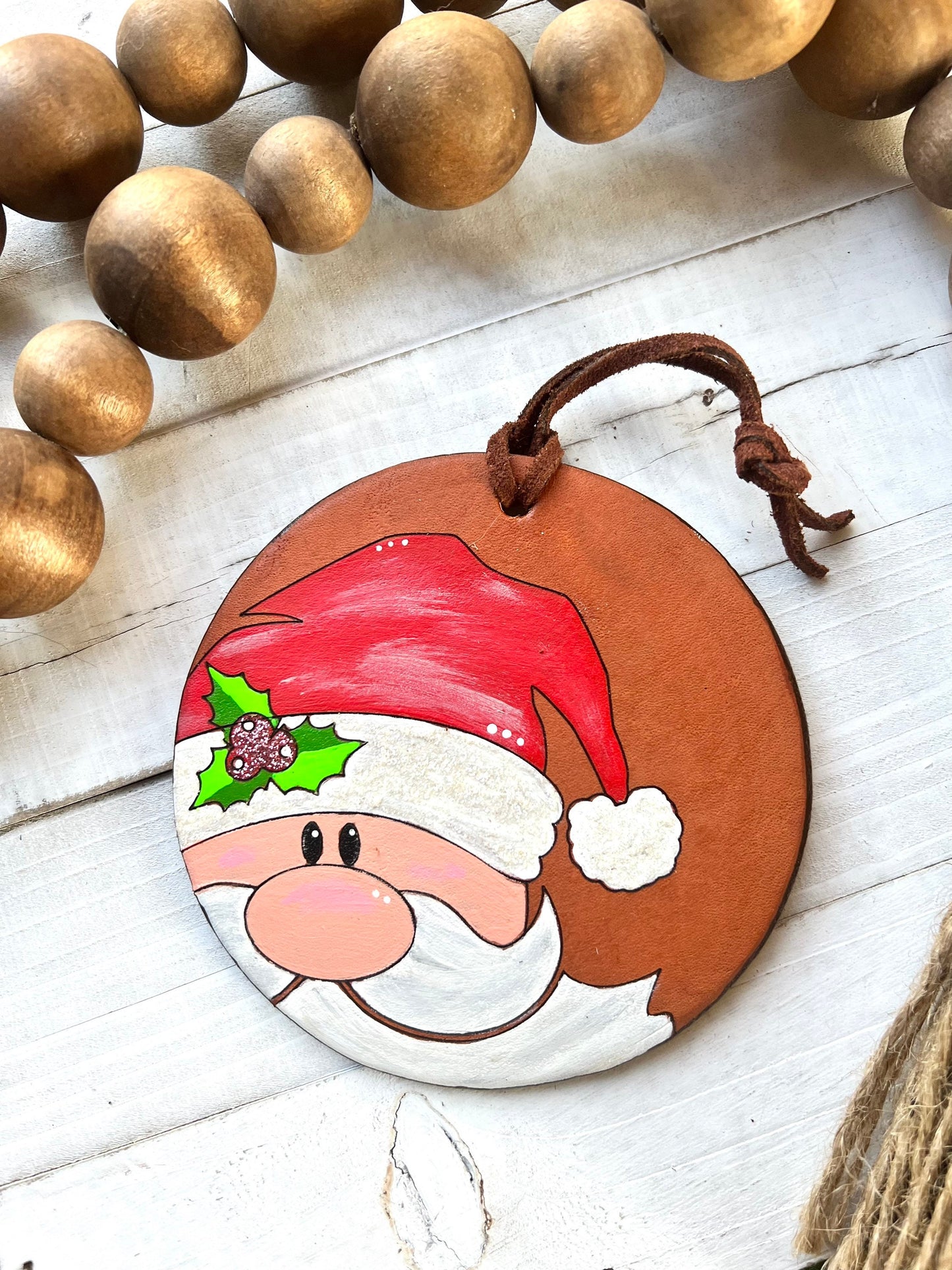 Leather Ornament Santa Claus